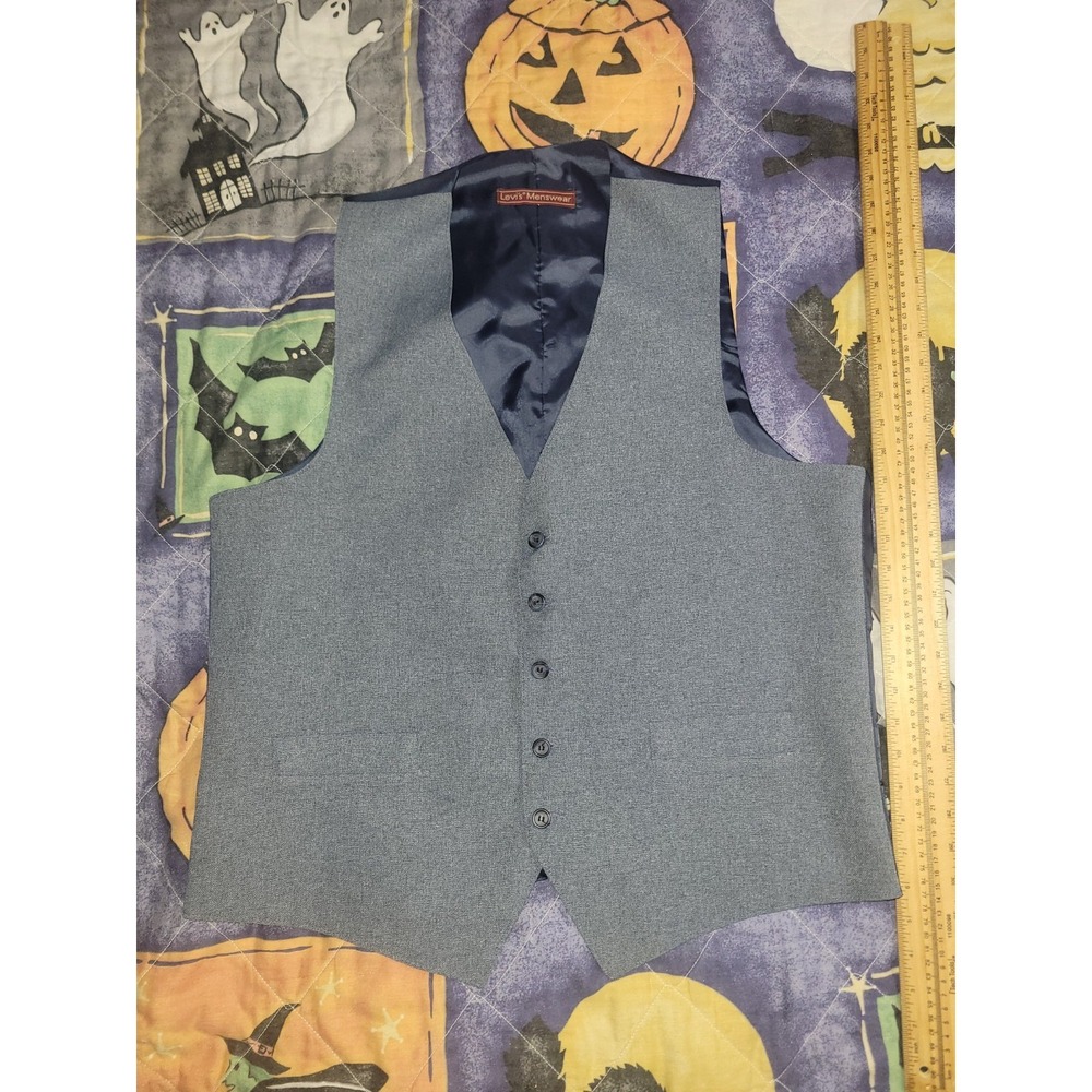 Vintage Levi's Action Waist Coat Blue Tuxedo Vest‎ Men's XL